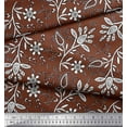 thumbnail image 2 of Soimoi Crepe Silk Fabric Leaves & Floral Block Printed Fabric 1 Yard 42 Inch Wide, 2 of 3