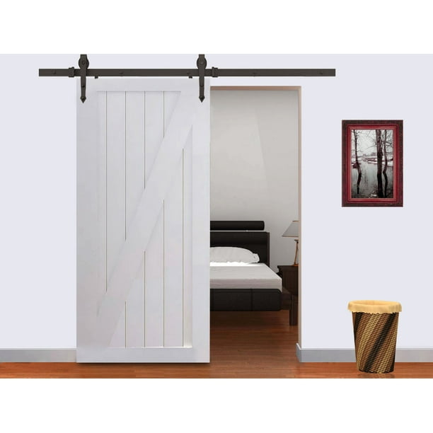 Tms 6ft Modern American Style Sliding Barn Door Track Hardware Kit Dark Steel Com Sliding Barn Door Track Hardware Kit, Tms Sliding Door Hardware Installation