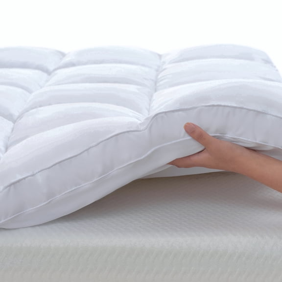 BDEUS Twin Size Extra Thick Mattress Topper, Cooling Mattress Pad Cover, Pillow Top Protector with 8-21 inch Deep Pocket, White