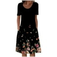 thumbnail image 2 of Patlollav Clearance Womens Summer Dresses Print Causal Round-Neck Short Sleeve Vacation Pockets Dress, 2 of 6