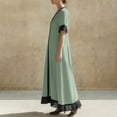 thumbnail image 4 of GUACER V-Neck Maxi Dress for Women Cotton Linen Casual Short Sleeve Contrast Trim Boho Long Dresses with Ruffle Hem, 4 of 7