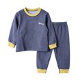 thumbnail image 2 of Xdegoge Kids Warm Thermal Underwear Sets Boys Girls Contrast Trim Long Sleeve Top and Pants Winter Base Layer Pajamas Two Piece Sleepwear Cozy Home Loungewear, 2 of 7