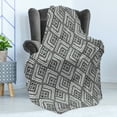 thumbnail image 4 of Black and White Soft Flannel Fleece Throw Blanket, Rhombuses Abstract Motifs Chevrons Dots and Diamond Shapes, Cozy Plush for Indoor and Outdoor Use, 50" x 60", Black White, by Ambesonne, 4 of 5
