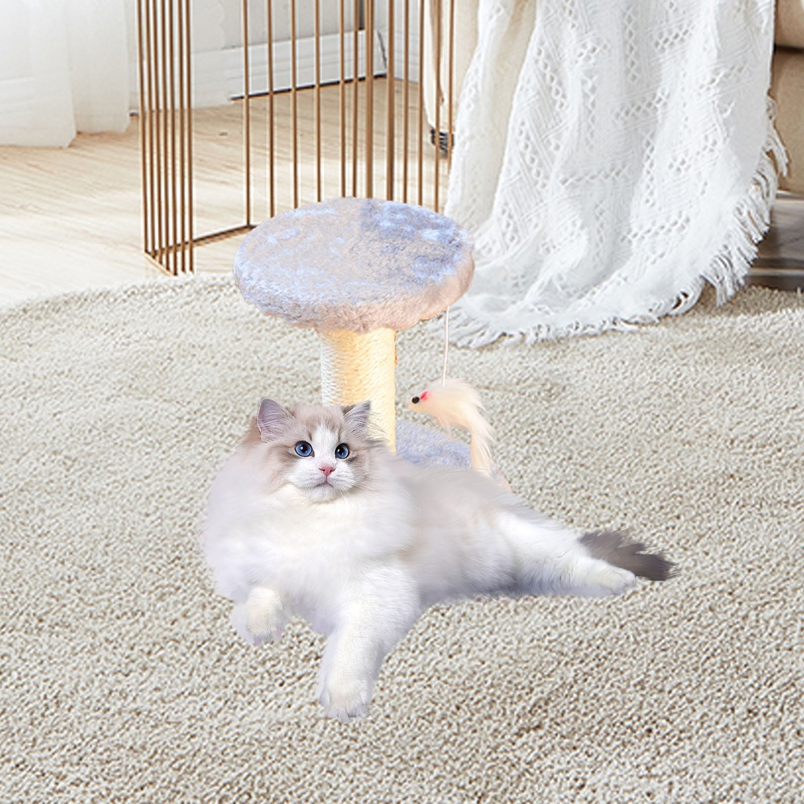 Sisal Cat Scratching Post for Indoor Cats and Kittens with Sisal Scratcher Poles, Post Cats Climbing Frame Cats Tree Small Cats Toy Cats Jumping Terrace Corpuscle Board
