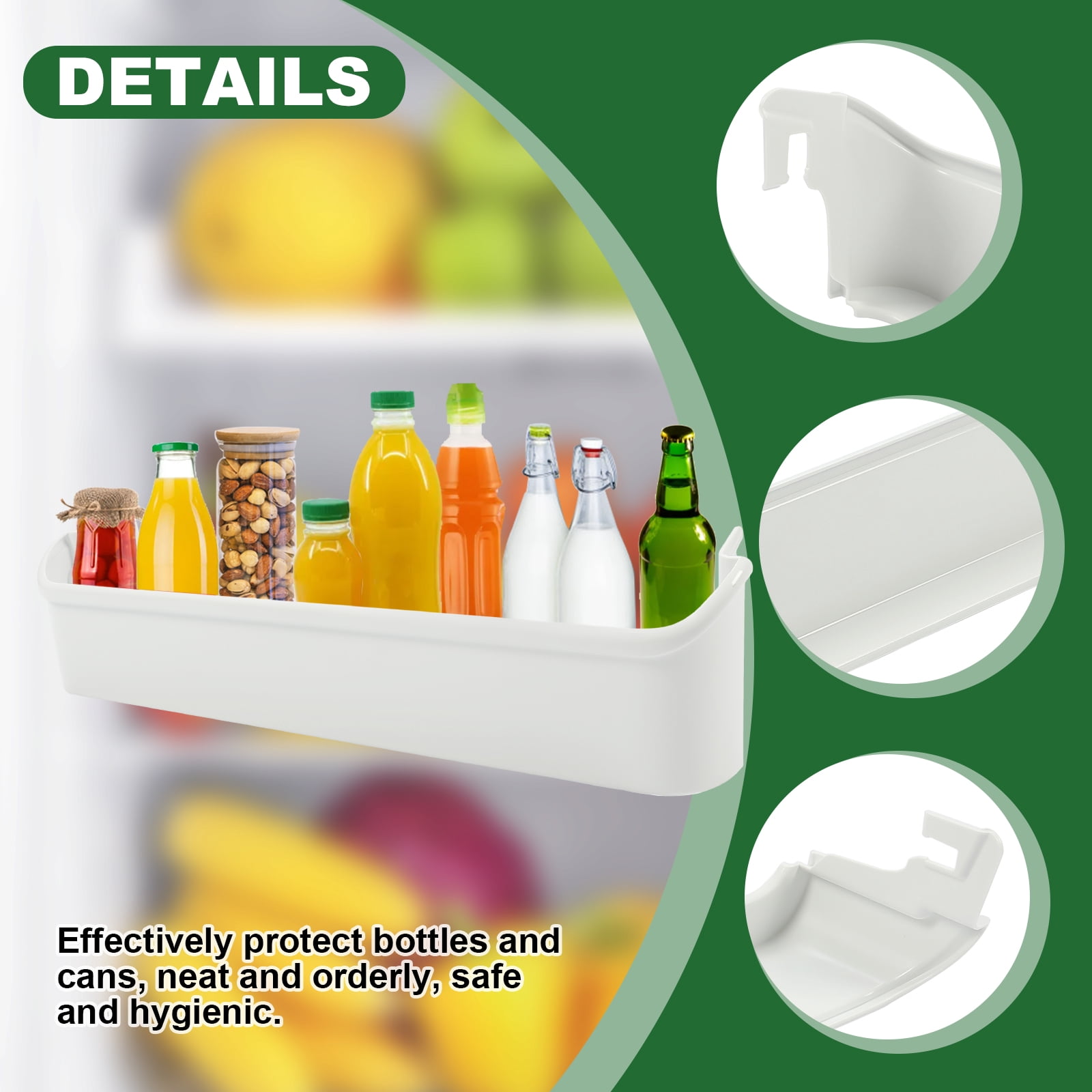 Kojem 240338101 Refrigerator Door Bin Shelf Compatible with Frigidaire or Kenmore Refrigerator White ABS Plastic