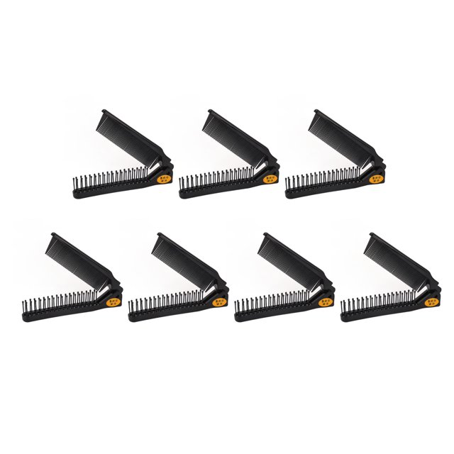 Peine de pelo plegable de 7 Uds., doble cabeza, evita estática, portátil, tamaño de bolsillo, cepillo de pelo portátil de viaje para hombres y mujeres