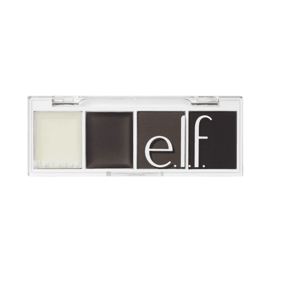 e.l.f. Cosmetics Bite-Size Brow, Mini Brow Quad with Ultra-Pigmented Waxes & Powders, Eyebrow Grooming & Makeup Kit, Black, 0.14 Oz