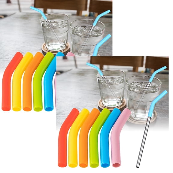 2Pcs 6 Piece Colored Silicone Straw Cover Set Reusable Straw Replacement Straw Extender Tip Silicone Straw Elbow Tip Outer Diameter Metal Stainless Steel Straw Accessory Straw