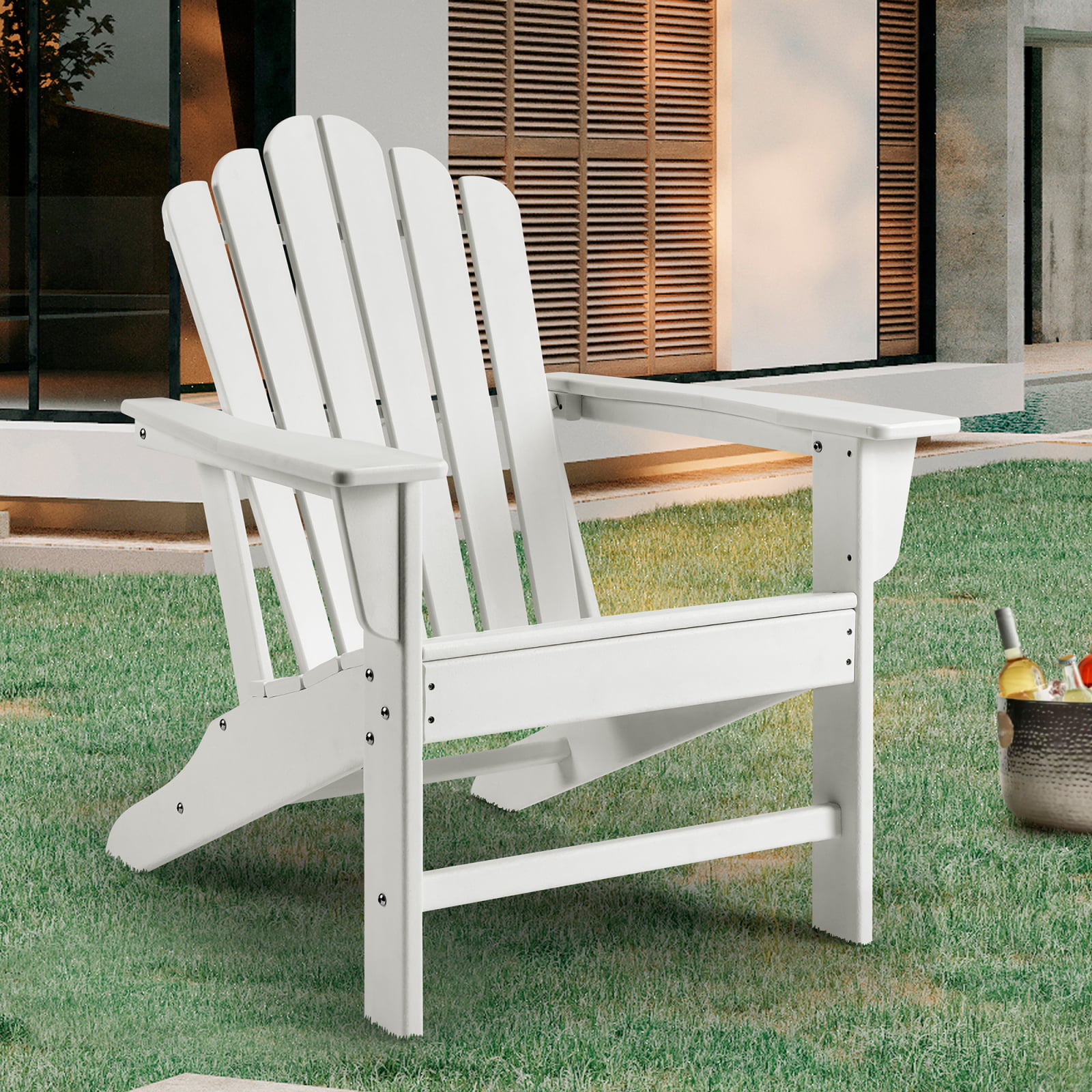 Red Ehomexpert Classic Outdoor Adirondack Chair for Garden Porch Patio Deck Backyard Weather Resistant Accent Furniture