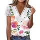 thumbnail image 2 of ICHUANYI Clearance Women Fashion Summer Sexy Fold Printed Regular Women Short Sleeves V Neck Button Top(Hot Pink, L) ICHUANYI WER2023080912579, 2 of 5