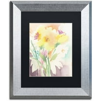 Trademark Fine Art "Yellow Flower Blossoming" Canvas Art by Sheila Golden, Black Matte, Silver Frame