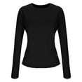thumbnail image 6 of YOIAVAIOY Womens Long Sleeve Crew Neck T Shirts Comfy Slim Fit Stretch Tees Shirts Casual Basic Tops Black XXL, 6 of 10