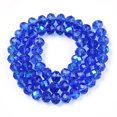 thumbnail image 3 of Electroplate Glass Beads Strands Half Rainbow Plated Faceted Rondelle Medium Blue 4x3mm Hole: 0.4mm about 123~127pcs/strand 16.5~16.9 inch(42~43cm), 3 of 4
