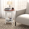 thumbnail image 2 of Patiojoy 2pcs 2-Tier Round End Table Floor Tea Table with Solid Rubber Wood Legs White & Walnut, 2 of 8