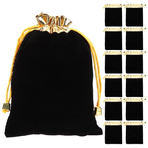 NIYANGLE Draw String Bags Small Size Drawstring Bag Velour Black 20Pcs Portable Pouch