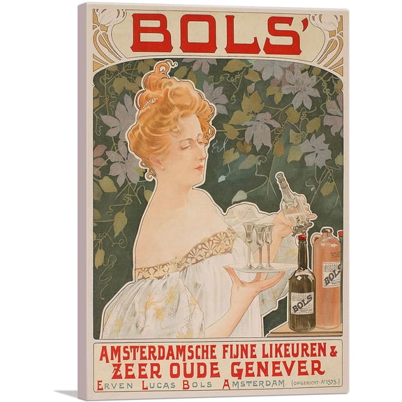 ARTCANVAS Bols 1901 Canvas Art Print by Henri Privat Livemont - Size: 18" x 12" (1.50" Deep)