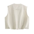 thumbnail image 4 of Chaleco holgado informal con cremallera y Bolsillo grande para mujer, chaqueta de negocios forrada con cuello redondo, sin mangas, otoño, 4 of 5
