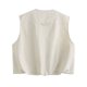 thumbnail image 4 of Chaleco holgado informal con cremallera y Bolsillo grande para mujer, chaqueta de negocios forrada con cuello redondo, sin mangas, otoño, 4 of 5