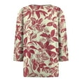 thumbnail image 4 of WTOBBY Women's Casual V-Neck Button Down Tee with 3/4 Sleeve, Daily Weekend Fashion Basic Tunic Top, Floral Print Henley Collar Regular Fit Shirt,Hot Pink XL, 4 of 5