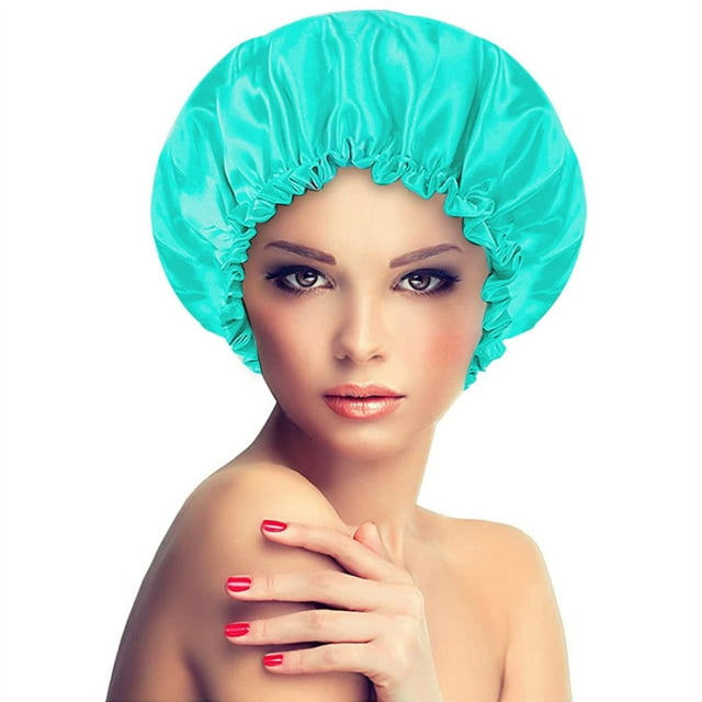MesaSe Satin Bonnet Sleeping Cap Double Layer Elasticated Trim Soft Night Hat for Woman