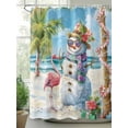 thumbnail image 3 of Coastal Snowman Christmas Bathroom Curtain 72 Inch Shower Stall Curtain with Hooks, Xmas Tree Flamingo Beach Waterproof Polyester Bath Curtain Washable Bathtub Curtain 36''x 72'', 3 of 6