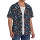 thumbnail image 2 of Balery Spaceships And Stars In Outer Space Camisa Casual de Manga Corta con Botones para Hombre, Texturizada, Estilo Cubano, para Playa, Verano-Medium, 2 of 5
