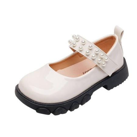 

Yinguo Fashion Four Seasons Children Casual Shoes Girls Thick Bottom Non Slip Comfortable Solid Color Pearl Slip On Simple Style