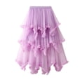 thumbnail image 3 of New Trendy!Brilliant Womens Dresses Women Irregular MultilayerGauze High Waisted Large Skirt Hem Gentle Skirt Purple F, 3 of 3
