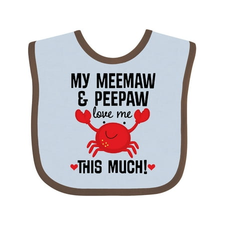 

Inktastic Meemaw and Peepaw Love Me Grandson Boys or Girls Baby Bib