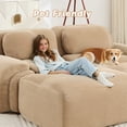 thumbnail image 6 of 116" Modern Compressed Boneless Couch with Ottoman, 3 Seater Large L Shaped Sectional Couches for Living Room, Camel Corduroy Cloud Modular Sectional Sofa, Memory Foam, Extra Deep, No Assembly, 6 of 12
