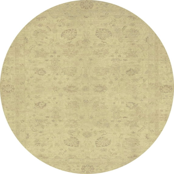 Ahgly Company Indoor Round Abstract Yellow Abstract Area Rugs, 5' Round
