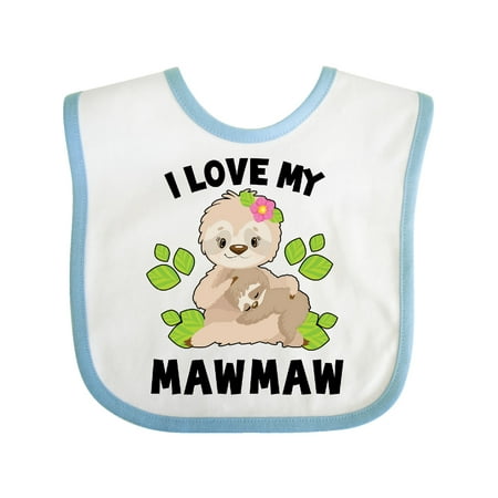 

Inktastic Cute Sloth I Love My Mawmaw with Green Leaves Gift Baby Boy or Baby Girl Bib