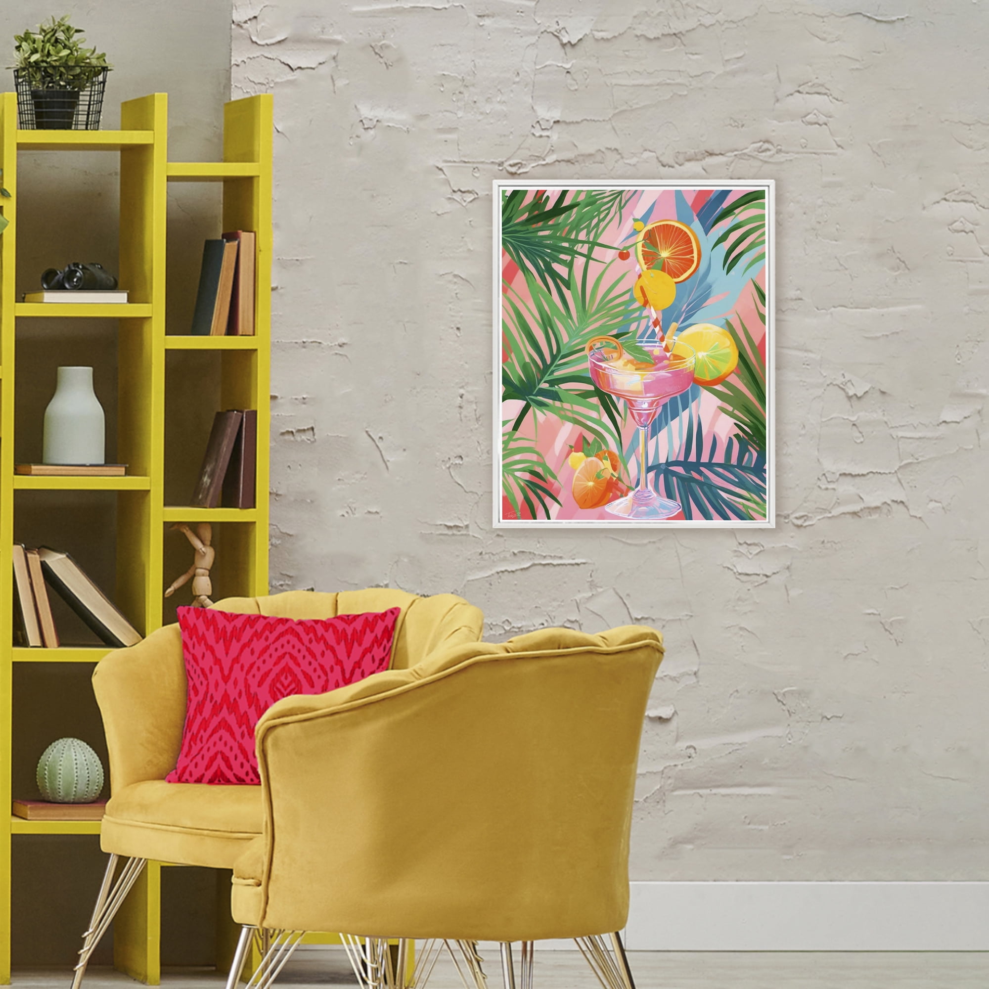 Stupell Industries Jungle Citrus Cocktail White Framed Giclee Art, design by Tabz Jones