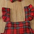 thumbnail image 4 of Barboteuse de Noël Sans Manches pour Filles, Col Carré, Robe à Carreaux + Bandeau Nœud, 4 of 7