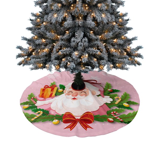 Falda de árbol de Navidad de rayas rosas de Papá Noel, decoraciones para el hogar, suministros para el hogar, cubierta Base de faldas de árbol de Navidad