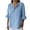 Sky Blue, variant on Naotn Ruffle 3/4 Sleeve Linen Shirts for Women Summer Casual Solid Color Button V Neck Tunic Tops