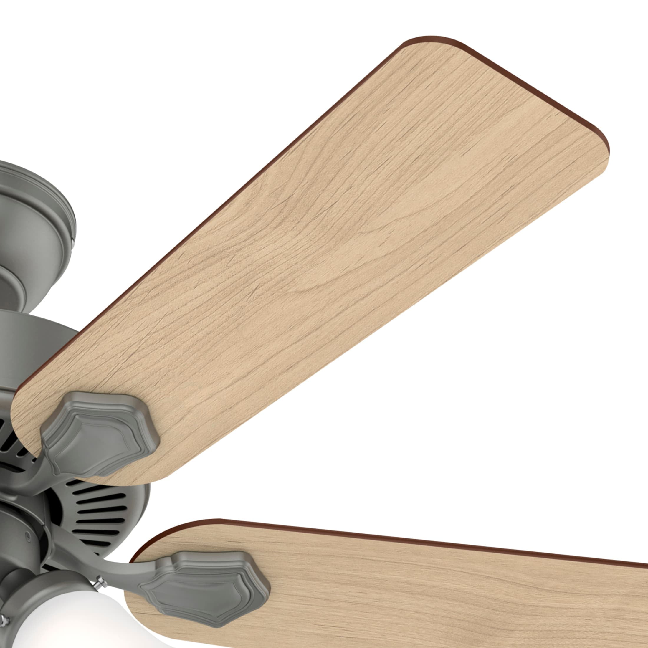 Hunter 44 inch Indoor Ceiling Fan with LED Lights - Ceiling Fan with Pull Chain, For Bedroom, Living Room, or Kitchen, Standard Mount, No Remote, 5 Blades - Swanson 50882, Matte Silver