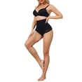 thumbnail image 2 of INSPIRE CHIC Women's High Waisted Shapewear Thong Tummy Control Slimming Ice Silk Elegant Lace Underwear XX-Large Black, 2 of 5