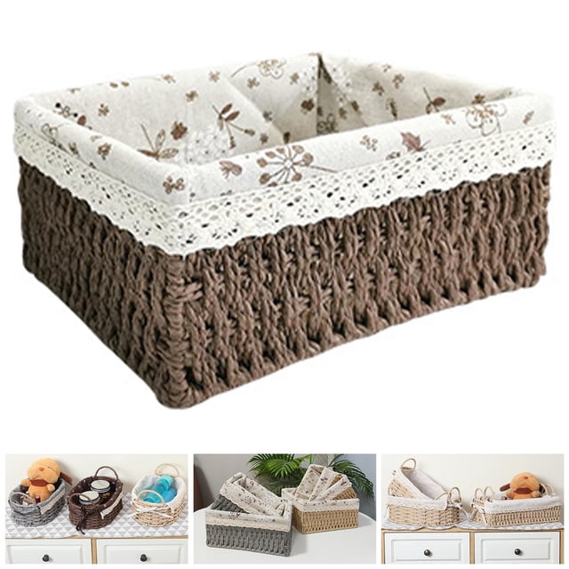 Cesta de Almacenamiento Macarena Ratán Multiusos Decorativas Ropa Cosméticos Artículos Diversos Marrón A