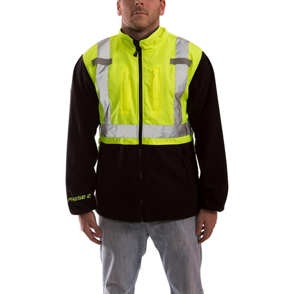 Tingley Phase 2 J73022 High Visibility Class 2 Heavyweight Fleece Jacket, 4X, Fluorescent Yellow-Green CA2