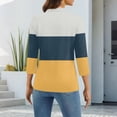 thumbnail image 5 of Garbnen 3/4 Sleeve Polo Shirts for Women Color Block Turn Down Collar Women V Neck Tops Fitted Spring Womens Tunic Top with Pocket, 5 of 5