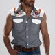 thumbnail image 1 of Camiseta sin mangas con cuello vuelto para hombre, estilo informal, a la moda, con estampado, cuello vuelto, sin mangas, bolsillos, deportiva, de poliéster, 1 of 5