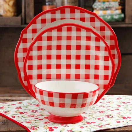 The Pioneer Woman Charming Check 12-Piece Dinnerware Sets