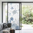 thumbnail image 3 of Blue Coastal Privacy Window Film,Decorative Frosted Glass Window Film,Summer Beach Turtle Coral Starfish Jellyfish Reusable Peel and Stick Static Cling for Home Bathroom Office Glass Door 35.4"x78.7", 3 of 8