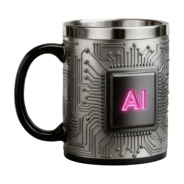 Tauxra Tasse à Café en Acier Inoxydable en Forme de Puce avec Texture de Circuit Imprimé pour Maison Bureau
