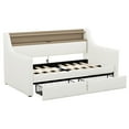 thumbnail image 5 of Twin Size Daybed with 2 Storage Drawers and Storage Headboard, Leather Upholstered Daybed Sofa Bed Frame with Charging Station and RGB LED Lights, 5 of 8