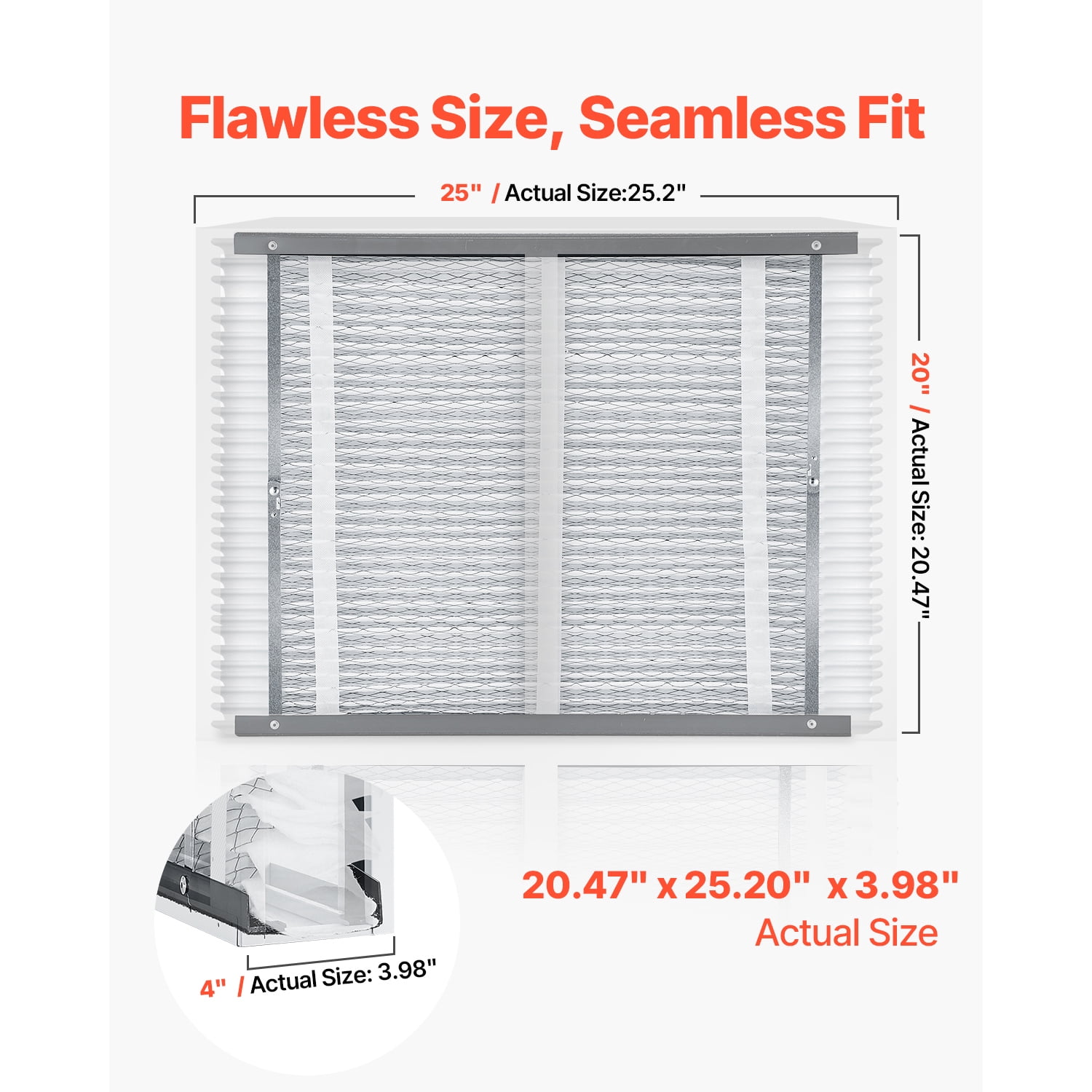KFFKFF 20 x 25 x 4 Furnace Filter, MERV 16 HVAC AC Filters, Electrostatic Pleated Air Conditioner Filters, 2-Pack (Actual Size: 20.47 x 25.20 x 3.98 Inch) for Reducing Dust, Smog, and Pet Dander