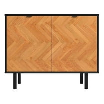 Manhattan Comfort Liam Accent Cabinet from Engineered Wood in Black & Wood