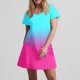 thumbnail image 5 of Vestido Corto de Verano Moda Gradiente Corto de Manga en V Cuello Vestido Casual, Poliéster Ligero de Verano, Lavado de Manos, 5 of 7