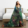 thumbnail image 6 of Nature Peacock Throw Blanket Ultra Soft Cozy Decorative Flannel Blankets for Home Bed Couch Chair Travel 50x40, 6 of 6